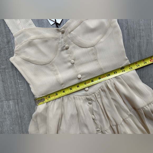 NWT Cider Ivory Cream Coquette Ruffle Corset Mini Dress XS - Picture 8 of 10